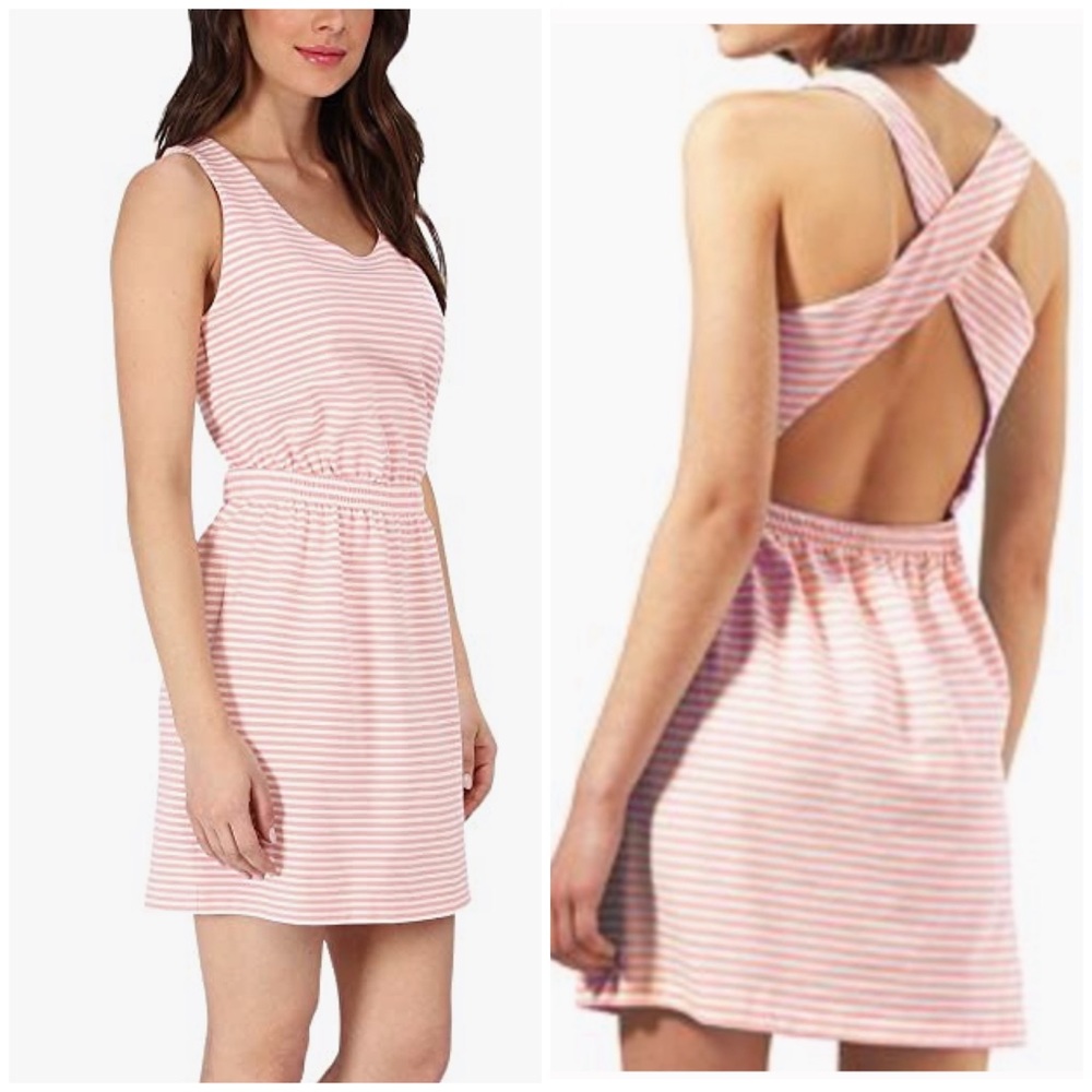 Lacoste Live sleeveless striped criss-cross dress